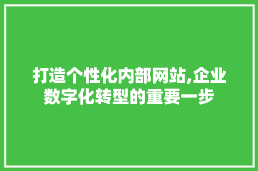 打造个性化内部网站,企业数字化转型的重要一步