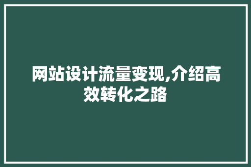 网站设计流量变现,介绍高效转化之路