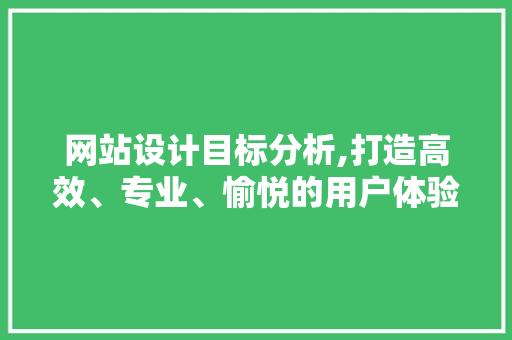 网站设计目标分析,打造高效、专业、愉悦的用户体验