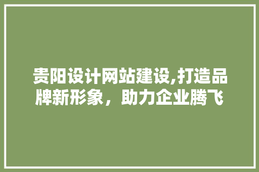 贵阳设计网站建设,打造品牌新形象，助力企业腾飞