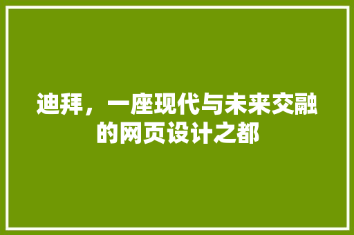 迪拜，一座现代与未来交融的网页设计之都