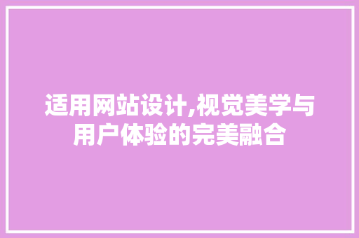 适用网站设计,视觉美学与用户体验的完美融合