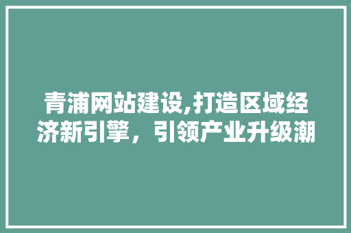青浦网站建设,打造区域经济新引擎，引领产业升级潮流