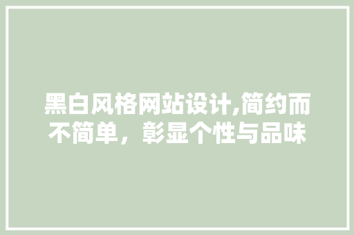 黑白风格网站设计,简约而不简单，彰显个性与品味