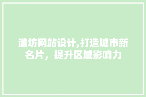 潍坊网站设计,打造城市新名片，提升区域影响力