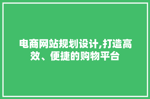 电商网站规划设计,打造高效、便捷的购物平台