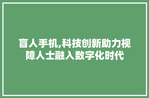 盲人手机,科技创新助力视障人士融入数字化时代