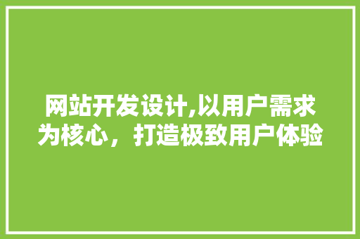 网站开发设计,以用户需求为核心，打造极致用户体验