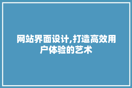 网站界面设计,打造高效用户体验的艺术