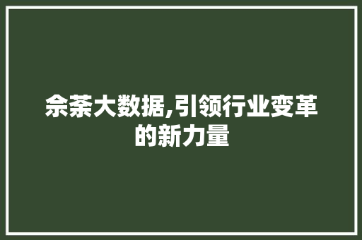 佘荼大数据,引领行业变革的新力量
