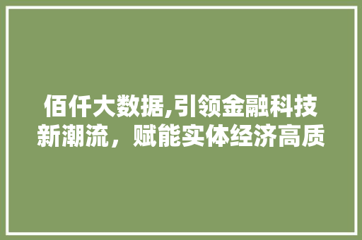 佰仟大数据,引领金融科技新潮流，赋能实体经济高质量发展
