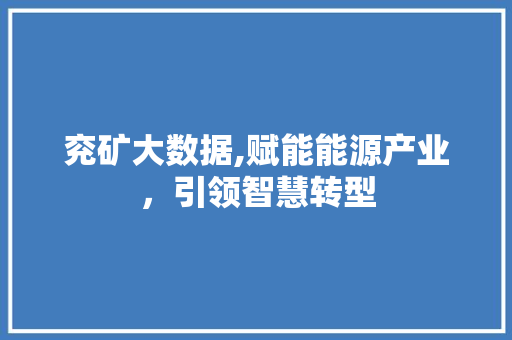 兖矿大数据,赋能能源产业，引领智慧转型