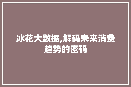 冰花大数据,解码未来消费趋势的密码