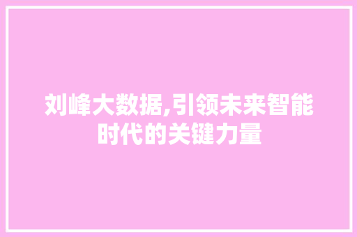 刘峰大数据,引领未来智能时代的关键力量