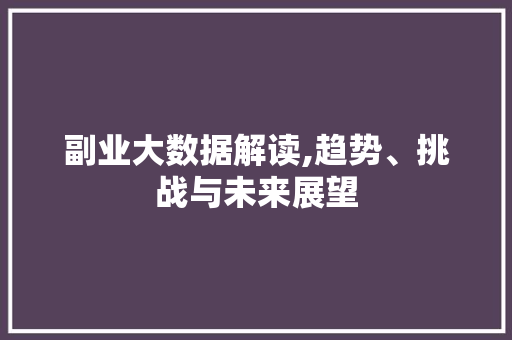 副业大数据解读,趋势、挑战与未来展望