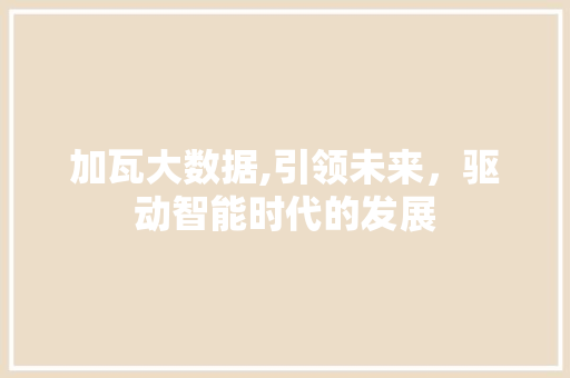 加瓦大数据,引领未来，驱动智能时代的发展