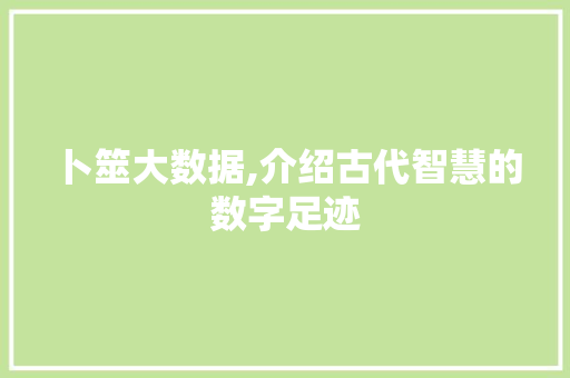 卜筮大数据,介绍古代智慧的数字足迹