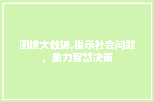 困境大数据,提示社会问题，助力智慧决策