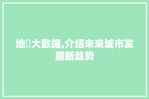 地瑠大数据,介绍未来城市发展新趋势
