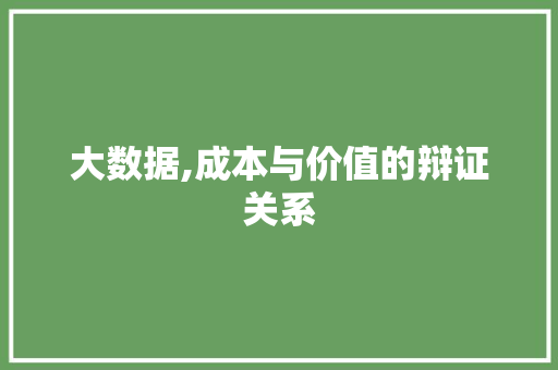 大数据,成本与价值的辩证关系