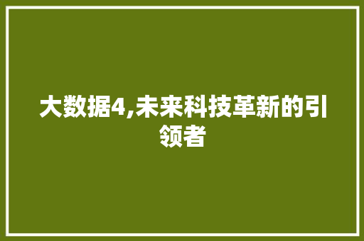 大数据4,未来科技革新的引领者