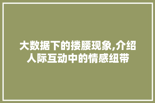 大数据下的搂腰现象,介绍人际互动中的情感纽带