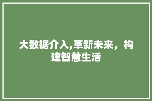 大数据介入,革新未来，构建智慧生活