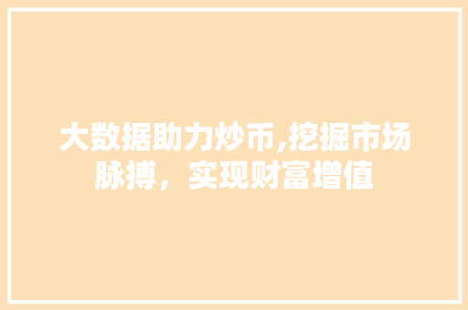 大数据助力炒币,挖掘市场脉搏，实现财富增值