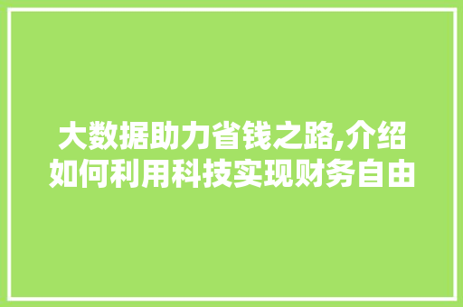 大数据助力省钱之路,介绍如何利用科技实现财务自由