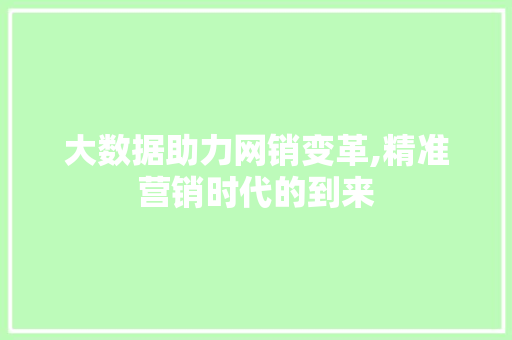 大数据助力网销变革,精准营销时代的到来