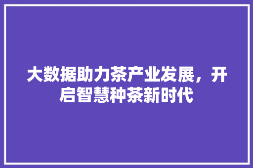 大数据助力茶产业发展，开启智慧种茶新时代
