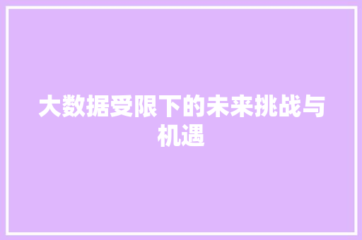 大数据受限下的未来挑战与机遇