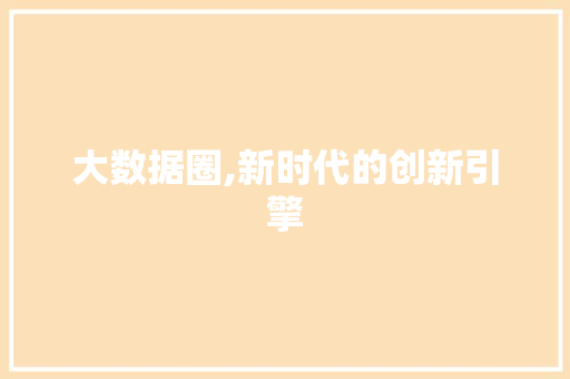 大数据圈,新时代的创新引擎