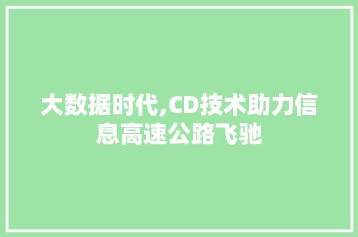 大数据时代,CD技术助力信息高速公路飞驰