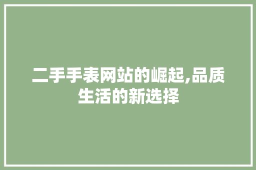 二手手表网站的崛起,品质生活的新选择