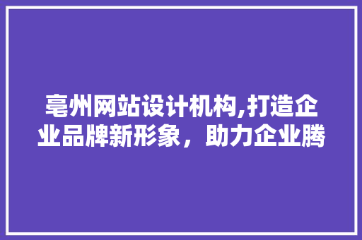 亳州网站设计机构,打造企业品牌新形象，助力企业腾飞