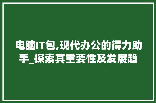 电脑IT包,现代办公的得力助手_探索其重要性及发展趋势