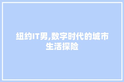 纽约IT男,数字时代的城市生活探险