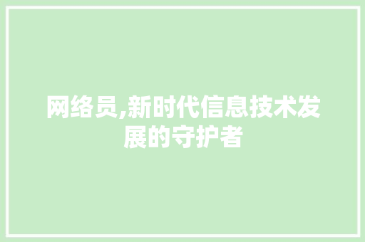 网络员,新时代信息技术发展的守护者