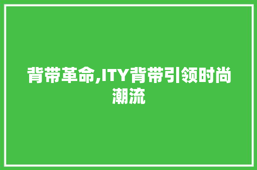 背带革命,ITY背带引领时尚潮流
