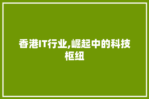 香港IT行业,崛起中的科技枢纽