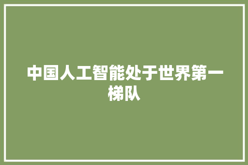 中国人工智能处于世界第一梯队
