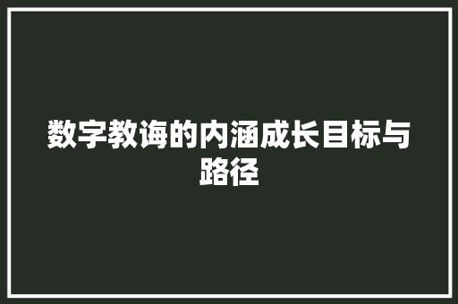数字教诲的内涵成长目标与路径