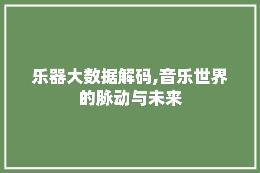 乐器大数据解码,音乐世界的脉动与未来