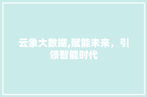 云象大数据,赋能未来，引领智能时代