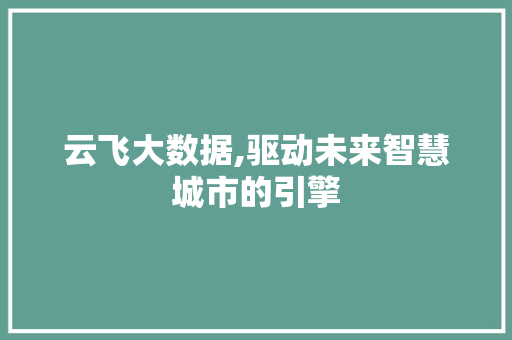 云飞大数据,驱动未来智慧城市的引擎
