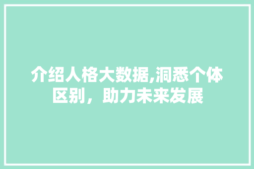 介绍人格大数据,洞悉个体区别，助力未来发展