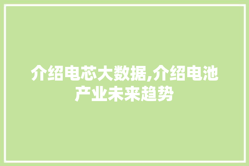 介绍电芯大数据,介绍电池产业未来趋势