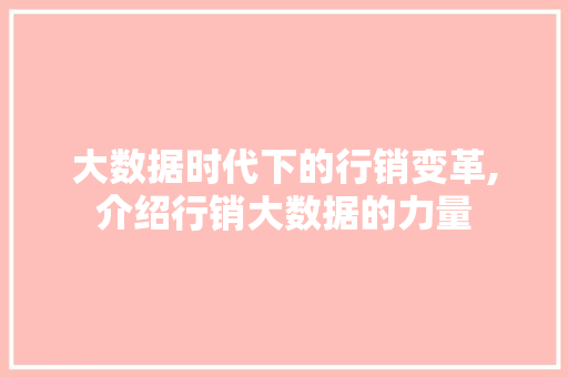 大数据时代下的行销变革,介绍行销大数据的力量