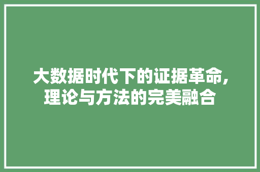 大数据时代下的证据革命,理论与方法的完美融合